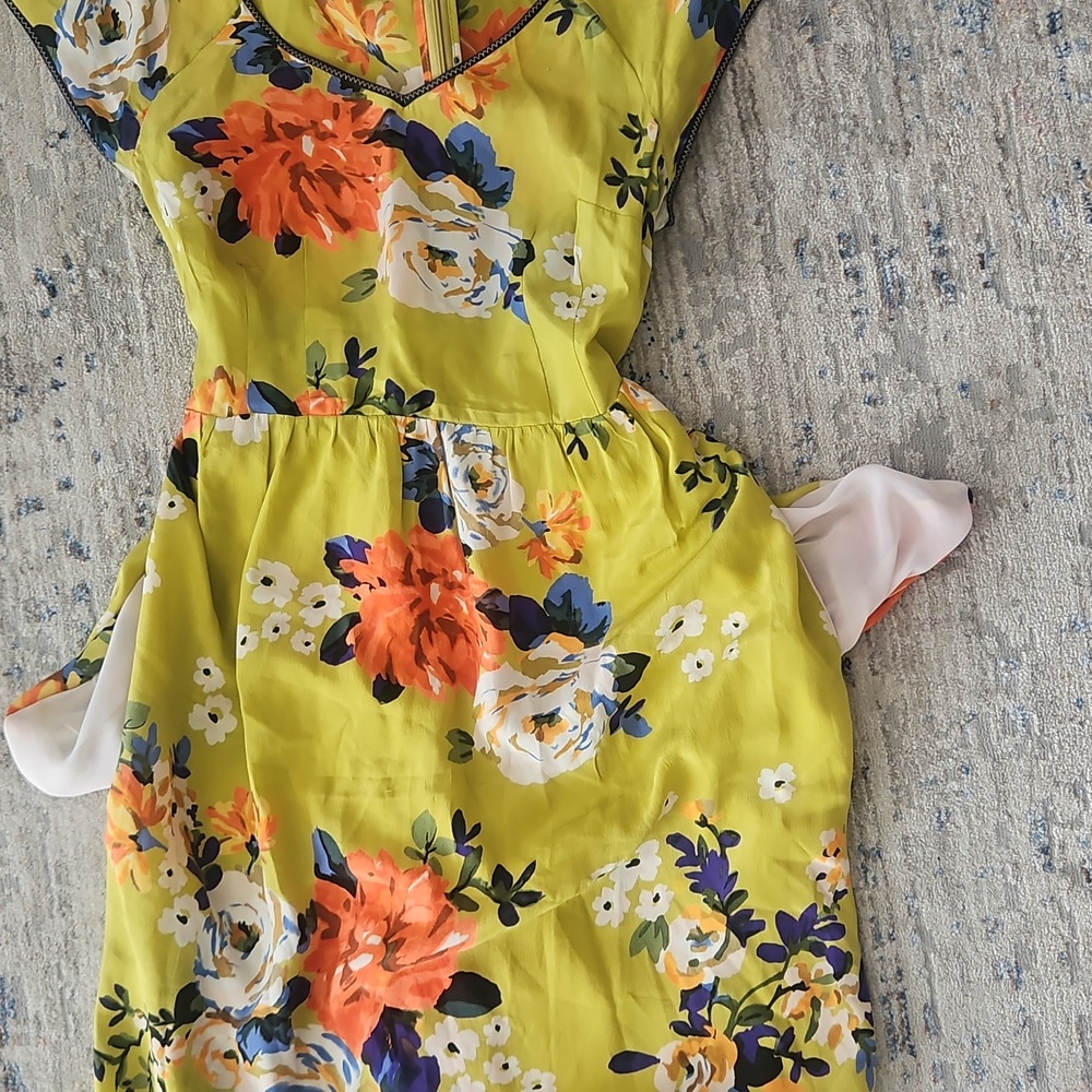 Anthropologie Orange Sundress with Flutter Sleeves and V-Neck - Picture 8 of 8